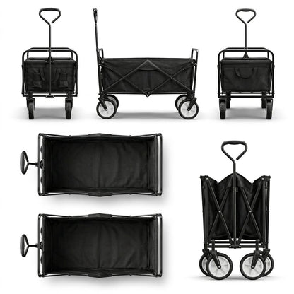 Heavy Duty Foldable Wagon Cart with 4 Wheels Collapsible Utility Trolley for Shopping, Camping, Beach, Garden & Festivals Portable 80KG Capacity