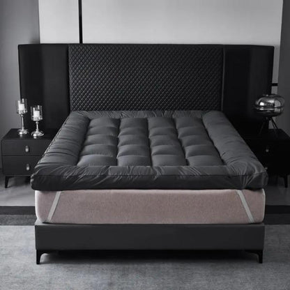Extra Deep Mattress Topper 4 Inches 10cm Thick Luxury Hotel Quality Fluffy Breathable Bounce Back Comfy Grey Mattresses Toppers with Corner Elasticated Straps Single Double Super King Bedding Size