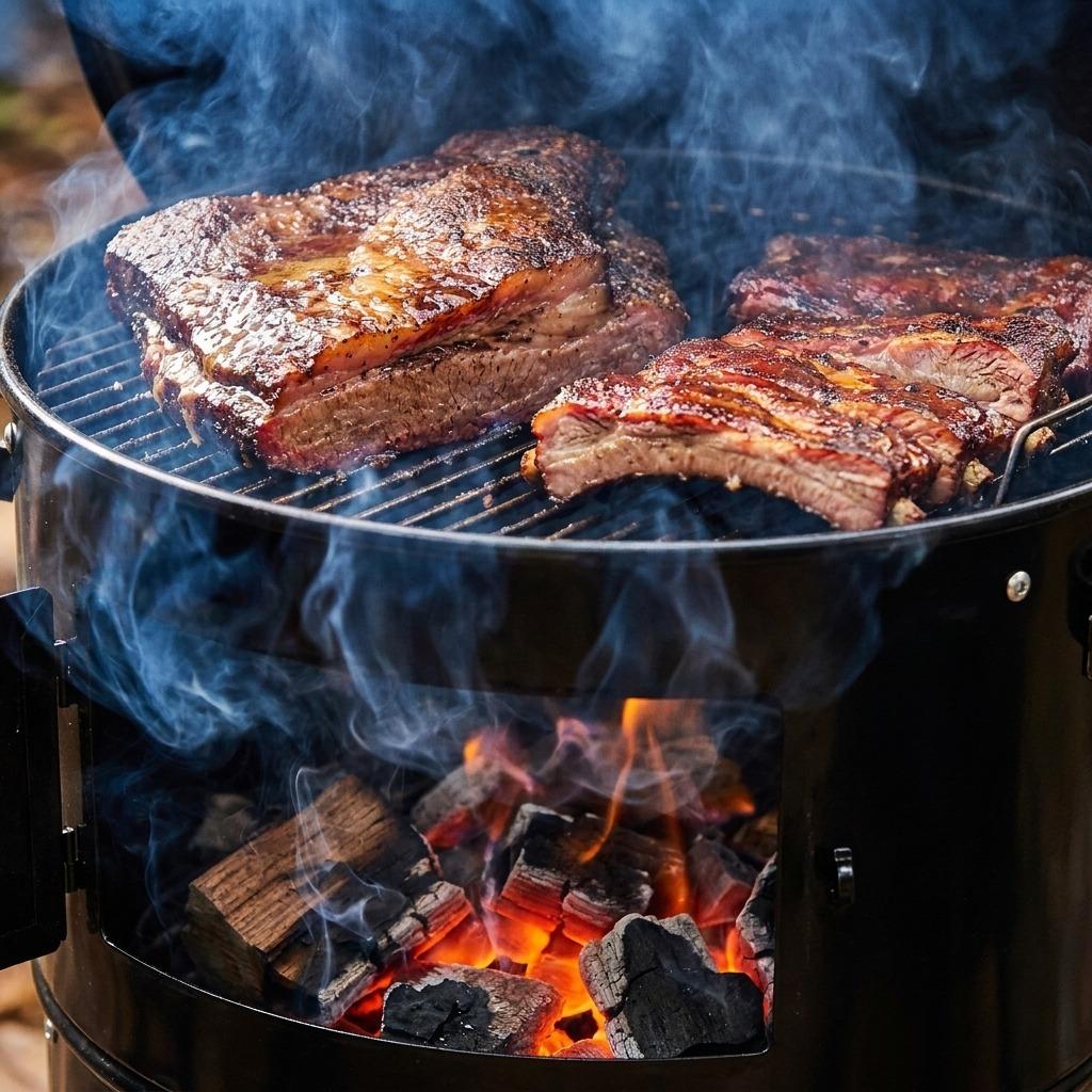2-in-1 Charcoal BBQ Smoker & Fire Pit Outdoor Garden Grill with Temperature Gauge & Adjustable Air Vents