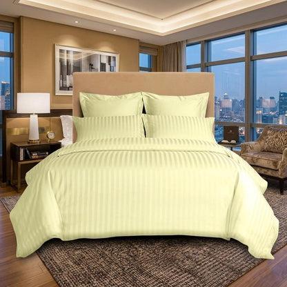 Satin Stripe Duvet Cover Set Soft Microfiber Bedding Set Single Double King Super King