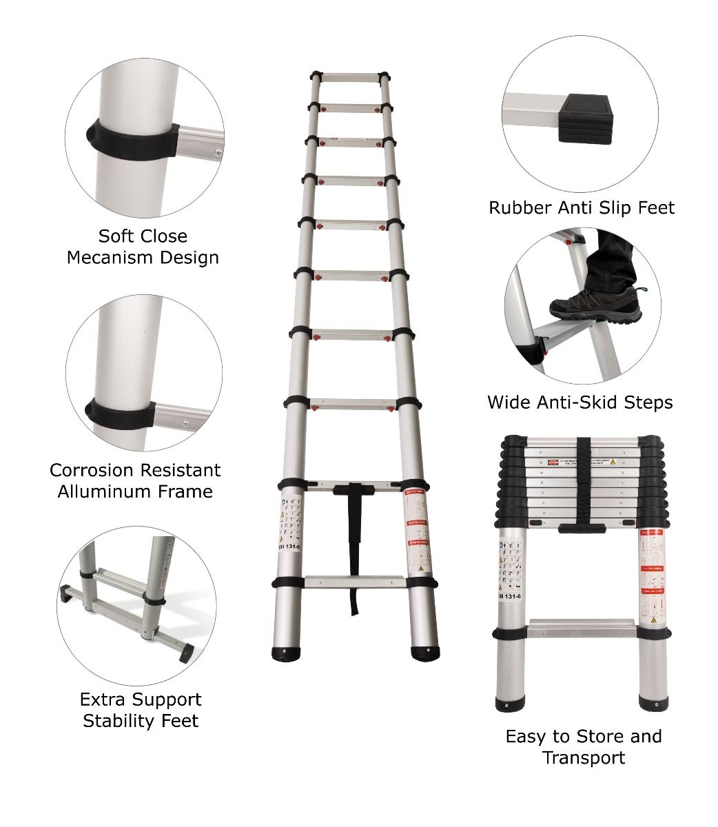 Multi Purpose Use Loft Roof Ladder Folding Telescopic Ladder Extendable Steps Uk