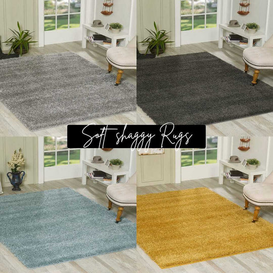 Modern Non Slip Rug Soft Shaggy Bedroom Living Room Carpet Runner Hallway UK
