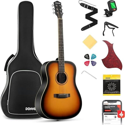Donner Acoustic Guitar for Beginner Adult Full Size Dreadnought 41 Inch