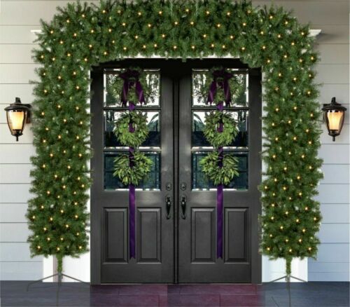 Pre Lit Christmas Tree Arch 2.4m Tall Outdoor Xmas Decoration 300-500 LED Lights