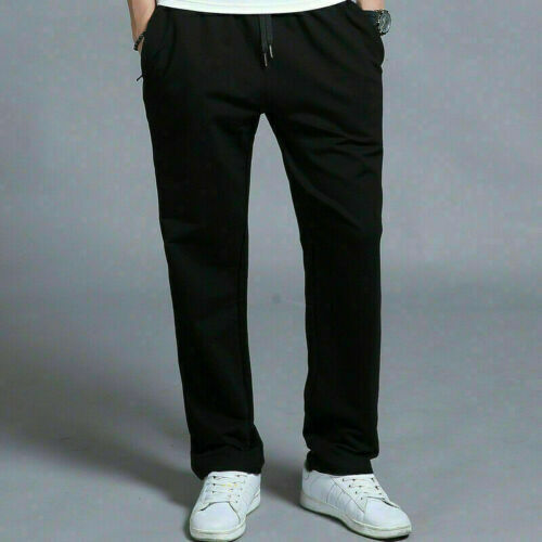 Men's Fleece Open Hem Trouser Bottoms Casual Gym Wear Pants Jogging Joggers